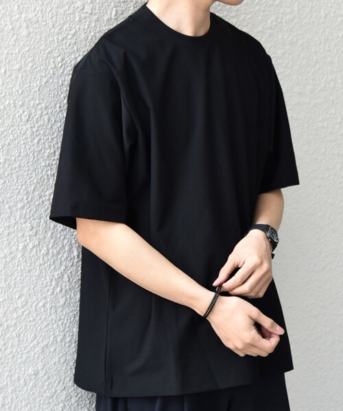 SHIPS any(シップス エニィ)の「SHIPS any: SOLOTEX(R) バックピケ スロープネック ジャケット Tシャツ 26SS◇(Tシャツ/カットソー・メンズ・ブラック/ホワイト/チャコールグレー・X-LARGE/LARGE/MEDIUM)」の2枚目の写真