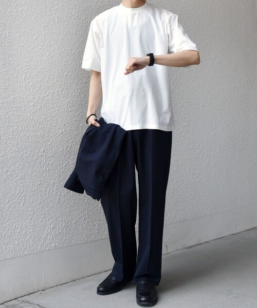 SHIPS any(シップス エニィ)の「SHIPS any: SOLOTEX(R) バックピケ スロープネック ジャケット Tシャツ 26SS◇(Tシャツ/カットソー・メンズ・ブラック/ホワイト/チャコールグレー・X-LARGE/LARGE/MEDIUM)」の4枚目の写真