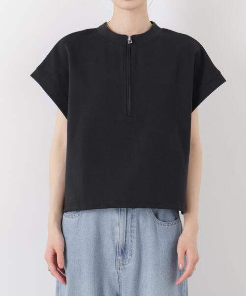 NANO universe(ナノユニバース)の「接触冷感ダンボールカットハーフジップトップス(セットアップ可)(Tシャツ/カットソー・レディース・ブラック/グレー/ブラウン・FREE)」の21枚目の写真