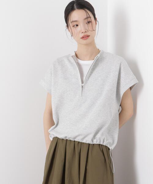 NANO universe(ナノユニバース)の「接触冷感ダンボールカットハーフジップトップス(セットアップ可)(Tシャツ/カットソー・レディース・ブラック/グレー/ブラウン・FREE)」の12枚目の写真