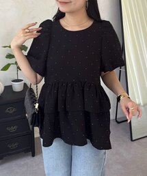 prose verse | Wフリルキラキラペプラムパフスリーブブラウス(シャツ/ブラウス)