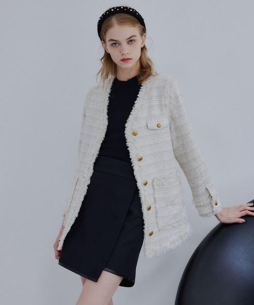 ORGUE(オルグ)の「Slit skort/スリットスコート(スカート・レディース・ブラック/ベージュ・SMALL/MEDIUM)」の7枚目の写真