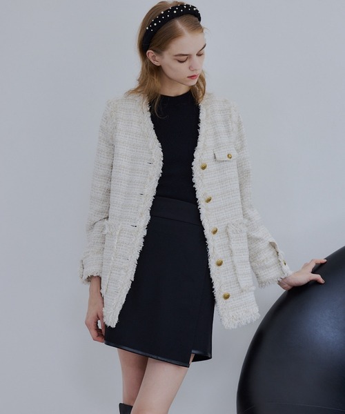 ORGUE(オルグ)の「Slit skort/スリットスコート(スカート・レディース・ブラック/ベージュ・SMALL/MEDIUM)」の6枚目の写真