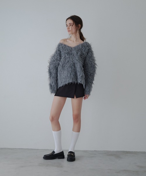 ORGUE(オルグ)の「Slit skort/スリットスコート(スカート・レディース・ブラック/ベージュ・SMALL/MEDIUM)」の5枚目の写真