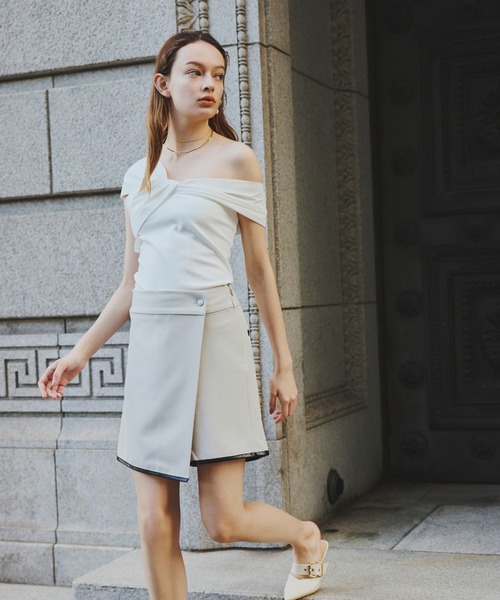 ORGUE(オルグ)の「Slit skort/スリットスコート(スカート・レディース・ブラック/ベージュ・SMALL/MEDIUM)」の8枚目の写真
