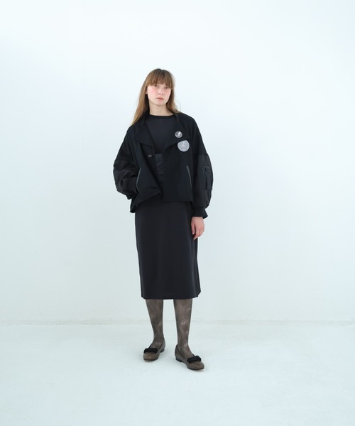 bedsidedrama(ベットサイドドラマ)の「BEDSIDEDRAMA/ベッドサイドドラマ/Dreamin' Mix Poncho Short Coat(その他アウター・レディース・カーキ/ブラック・1/2)」の3枚目の写真