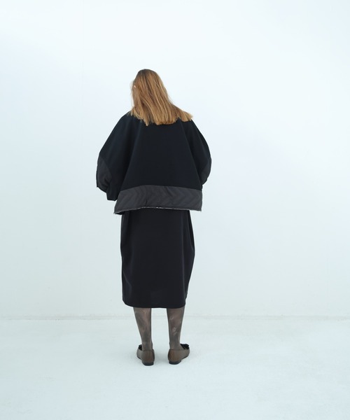 bedsidedrama(ベットサイドドラマ)の「BEDSIDEDRAMA/ベッドサイドドラマ/Dreamin' Mix Poncho Short Coat(その他アウター・レディース・カーキ/ブラック・1/2)」の5枚目の写真
