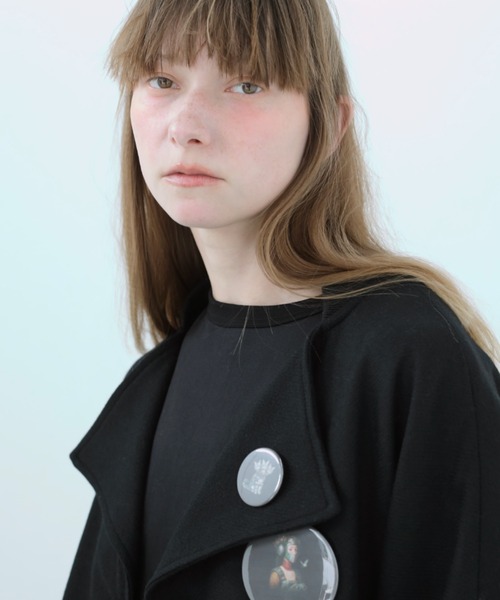 bedsidedrama(ベットサイドドラマ)の「BEDSIDEDRAMA/ベッドサイドドラマ/Dreamin' Mix Poncho Short Coat(その他アウター・レディース・カーキ/ブラック・1/2)」の6枚目の写真