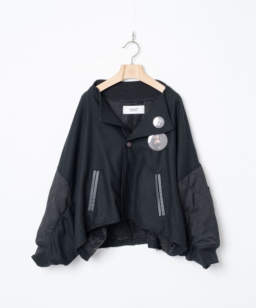 bedsidedrama(ベットサイドドラマ)の「BEDSIDEDRAMA/ベッドサイドドラマ/Dreamin' Mix Poncho Short Coat(その他アウター・レディース・カーキ/ブラック・1/2)」の8枚目の写真