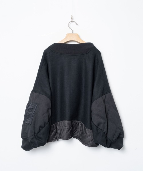 bedsidedrama(ベットサイドドラマ)の「BEDSIDEDRAMA/ベッドサイドドラマ/Dreamin' Mix Poncho Short Coat(その他アウター・レディース・カーキ/ブラック・1/2)」の12枚目の写真