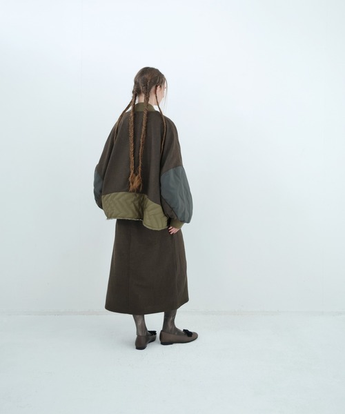 bedsidedrama(ベットサイドドラマ)の「BEDSIDEDRAMA/ベッドサイドドラマ/Dreamin' Mix Poncho Short Coat(その他アウター・レディース・カーキ/ブラック・1/2)」の16枚目の写真