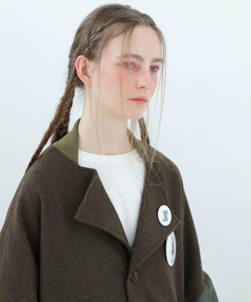 bedsidedrama(ベットサイドドラマ)の「BEDSIDEDRAMA/ベッドサイドドラマ/Dreamin' Mix Poncho Short Coat(その他アウター・レディース・カーキ/ブラック・1/2)」の17枚目の写真