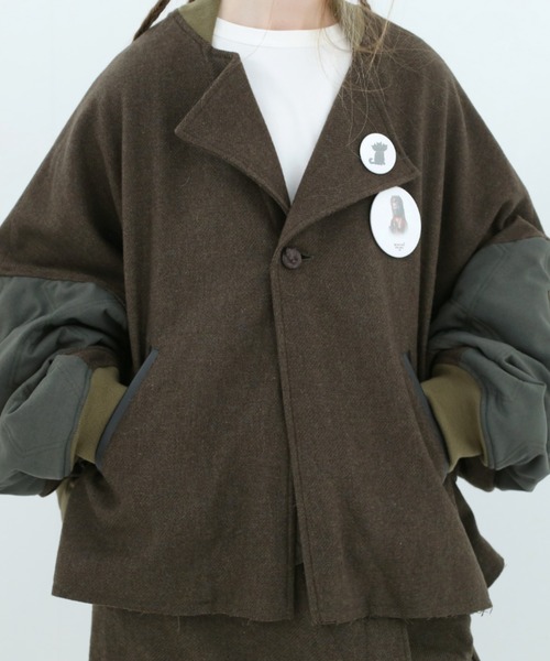 bedsidedrama(ベットサイドドラマ)の「BEDSIDEDRAMA/ベッドサイドドラマ/Dreamin' Mix Poncho Short Coat(その他アウター・レディース・カーキ/ブラック・1/2)」の18枚目の写真