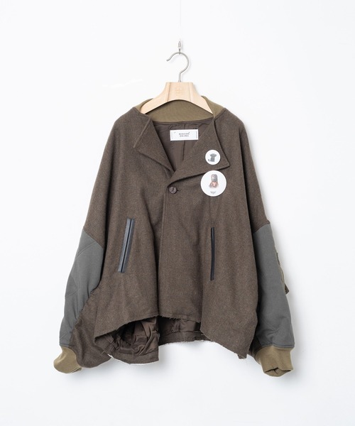 bedsidedrama(ベットサイドドラマ)の「BEDSIDEDRAMA/ベッドサイドドラマ/Dreamin' Mix Poncho Short Coat(その他アウター・レディース・カーキ/ブラック・1/2)」の21枚目の写真