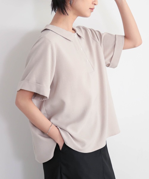 for/c(フォーシー)の「ポロブラウス【サスティナブル】(シャツ/ブラウス・レディース・スミクロ/ベージュ/ネイビー/オフホワイト・M/L)」の13枚目の写真