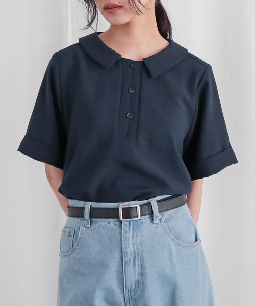 for/c(フォーシー)の「ポロブラウス【サスティナブル】(シャツ/ブラウス・レディース・スミクロ/ベージュ/ネイビー/オフホワイト・M/L)」の21枚目の写真