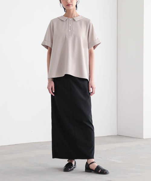 for/c(フォーシー)の「ポロブラウス【サスティナブル】(シャツ/ブラウス・レディース・スミクロ/ベージュ/ネイビー/オフホワイト・M/L)」の14枚目の写真