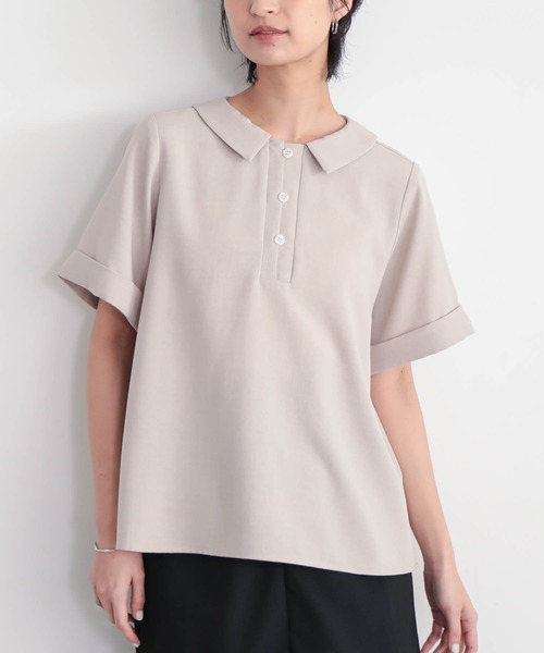 for/c(フォーシー)の「ポロブラウス【サスティナブル】(シャツ/ブラウス・レディース・スミクロ/ベージュ/ネイビー/オフホワイト・M/L)」の9枚目の写真