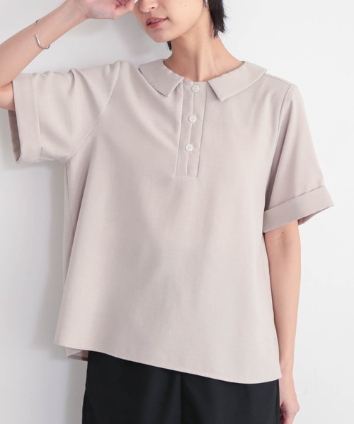 for/c(フォーシー)の「ポロブラウス【サスティナブル】(シャツ/ブラウス・レディース・スミクロ/ベージュ/ネイビー/オフホワイト・M/L)」の10枚目の写真