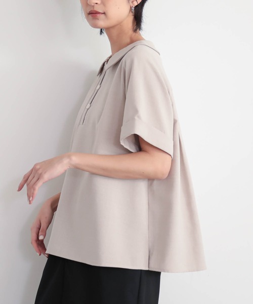 for/c(フォーシー)の「ポロブラウス【サスティナブル】(シャツ/ブラウス・レディース・スミクロ/ベージュ/ネイビー/オフホワイト・M/L)」の11枚目の写真