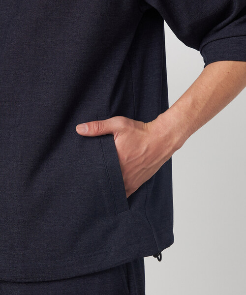COMME CA ISM(コムサイズム)の「デニムライクストレッチ 5分袖フーデッドブルゾン(ブルゾン・メンズ・ネイビー・LARGE/MEDIUM)」の14枚目の写真