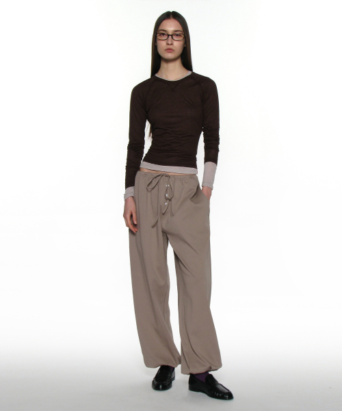 PARTIMENTO WOMEN(パルティメントウィメン)の「PWC シア レグラン スティッチ ロングスリーブ T_ブラウン(Tシャツ/カットソー・レディース・その他・SMALL/MEDIUM/LARGE)」の2枚目の写真