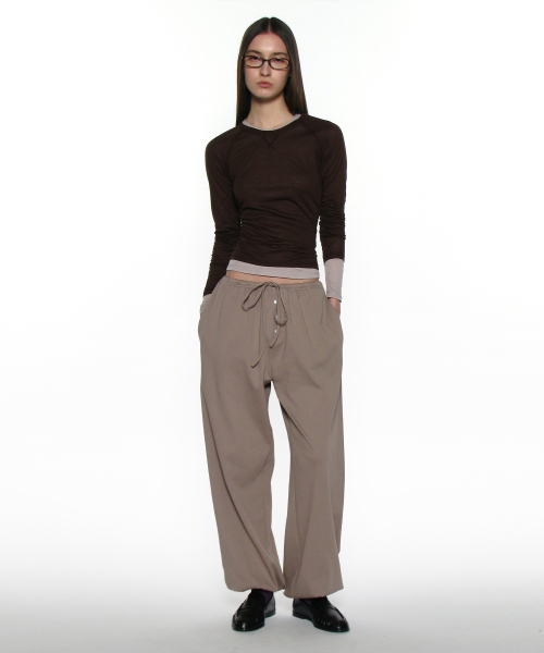 PARTIMENTO WOMEN(パルティメントウィメン)の「PWC シア レグラン スティッチ ロングスリーブ T_ブラウン(Tシャツ/カットソー・レディース・その他・SMALL/MEDIUM/LARGE)」の4枚目の写真