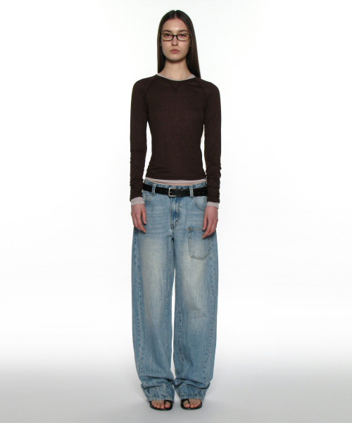 PARTIMENTO WOMEN(パルティメントウィメン)の「PWC シア レグラン スティッチ ロングスリーブ T_ブラウン(Tシャツ/カットソー・レディース・その他・SMALL/MEDIUM/LARGE)」の5枚目の写真