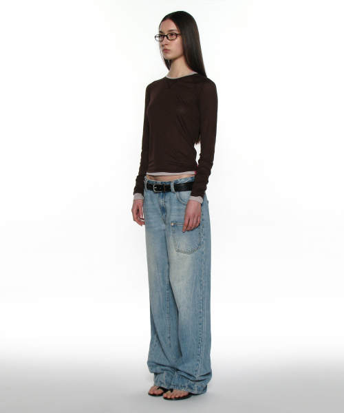 PARTIMENTO WOMEN(パルティメントウィメン)の「PWC シア レグラン スティッチ ロングスリーブ T_ブラウン(Tシャツ/カットソー・レディース・その他・SMALL/MEDIUM/LARGE)」の6枚目の写真