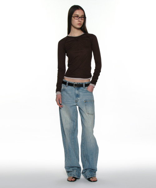PARTIMENTO WOMEN(パルティメントウィメン)の「PWC シア レグラン スティッチ ロングスリーブ T_ブラウン(Tシャツ/カットソー・レディース・その他・SMALL/MEDIUM/LARGE)」の9枚目の写真