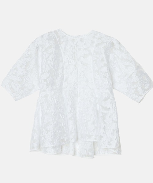 LE CIEL BLEU（ルシェルブルー）の「シアージャカードブラウス / Sheer Jacquard Blouse（シャツ/ブラウス・レディース・グレー/オフホワイト・36）」の9枚目の写真