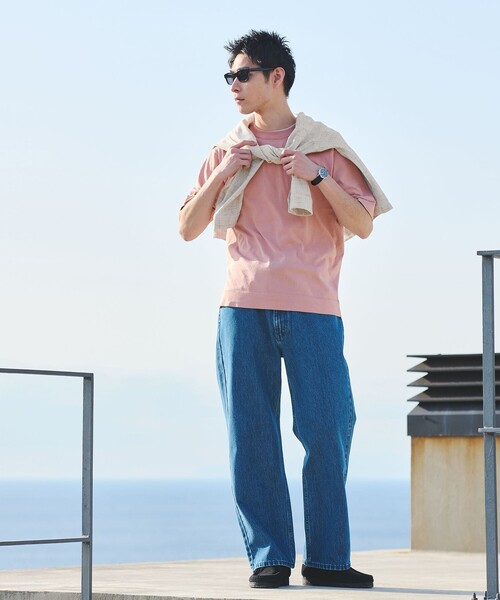 green label relaxing(グリーンレーベルリラクシング)の「遮熱 半袖 Tシャツ -マシンウォッシャブル・UVカット・接触冷感・遮熱-(Tシャツ/カットソー・メンズ・ピンク/ライトグレー/ダークグレー・M/L/S/XL)」の5枚目の写真