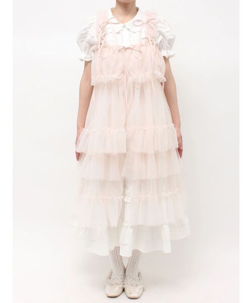 merry jenny（メリージェニー）の「チュールフリルロングハーネス（ワンピース・レディース・ピンク/オフホワイト/チャコールグレー/ミント・FREE）」の21枚目の写真