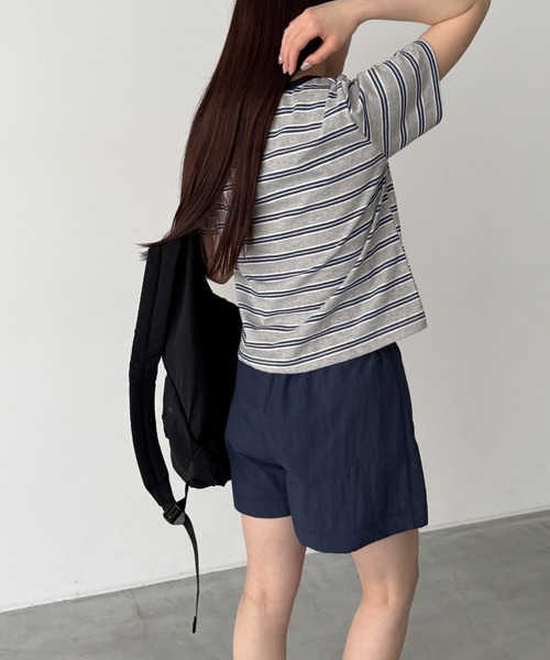 CANAL JEAN（キャナルジーン）の「Lakey Park　マルチボーダーTシャツ（Tシャツ/カットソー・レディース・グレー/アイボリー/グリーン・ONE SIZE）」の8枚目の写真