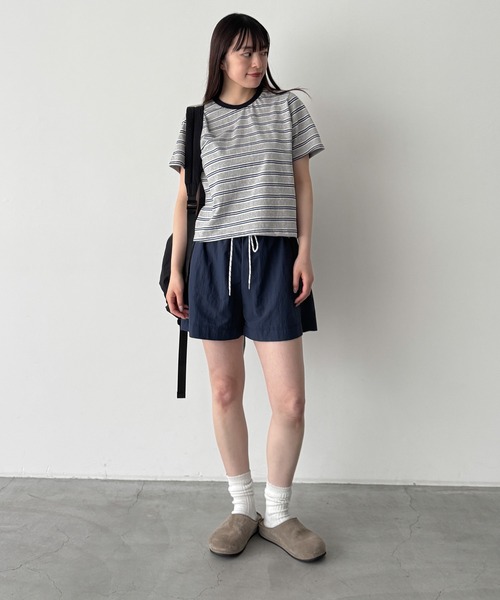 CANAL JEAN（キャナルジーン）の「Lakey Park　マルチボーダーTシャツ（Tシャツ/カットソー・レディース・グレー/アイボリー/グリーン・ONE SIZE）」の9枚目の写真