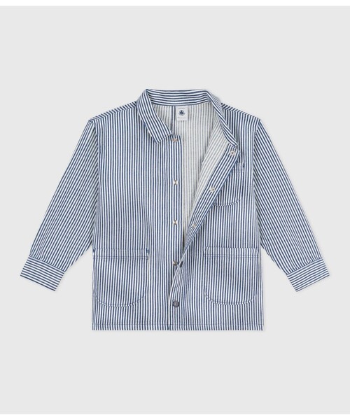 PETIT BATEAU（プチバトー）の「ストライプジャケット（ブルゾン・キッズ・ホワイト×ブルー・6YEAR/8YEAR/10YEAR/12YEAR）」の4枚目の写真