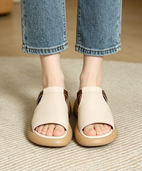 Miniministore(ミニミニストア)の「ミュールサンダル 厚底サンダル 韓国風靴(サンダル・レディース・キャメル/アイボリー/ブラック・25.0cm/24.5cm/24.0cm/23.5cm/23.0cm/22.5cm)」の5枚目の写真