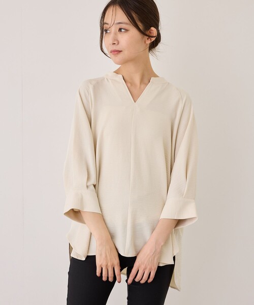Jayro(ジャイロ)の「リネンライクスキッパーブラウス(シャツ/ブラウス・レディース・レッド系その他/イエロー/オフホワイト/ブラック/ブルー・38)」の2枚目の写真