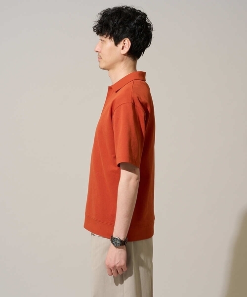 a.v.v(アーヴェヴェ)の「【イージーケア/洗濯機で洗える/接触冷感/毛玉になりにくい】ダブルフェイスワイドシルエットスキッパーポロ(ポロシャツ・メンズ・ブラック/オレンジ・48/46)」の16枚目の写真