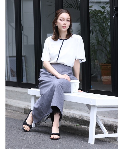 fifth(フィフス)の「【Chiaki着用】フレアスリーブ配色ラインプルオーバー(Tシャツ/カットソー・レディース・ネイビー/ホワイト・M)」の18枚目の写真