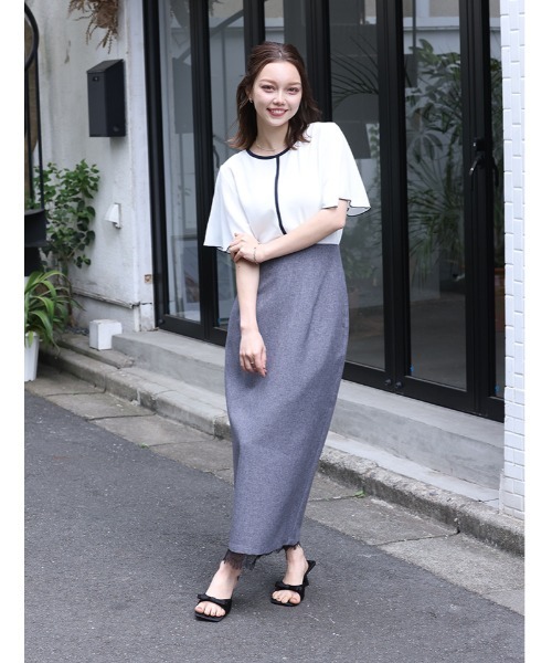 fifth(フィフス)の「【Chiaki着用】フレアスリーブ配色ラインプルオーバー(Tシャツ/カットソー・レディース・ネイビー/ホワイト・M)」の21枚目の写真