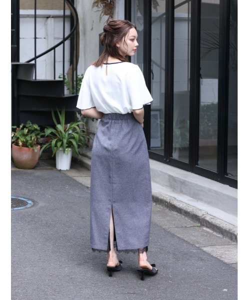 fifth(フィフス)の「【Chiaki着用】フレアスリーブ配色ラインプルオーバー(Tシャツ/カットソー・レディース・ネイビー/ホワイト・M)」の22枚目の写真
