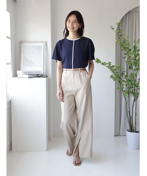 fifth(フィフス)の「【Chiaki着用】フレアスリーブ配色ラインプルオーバー(Tシャツ/カットソー・レディース・ネイビー/ホワイト・M)」の7枚目の写真