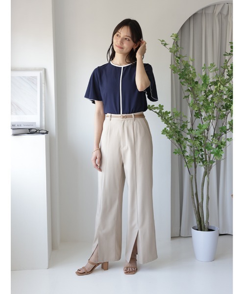fifth(フィフス)の「【Chiaki着用】フレアスリーブ配色ラインプルオーバー(Tシャツ/カットソー・レディース・ネイビー/ホワイト・M)」の8枚目の写真