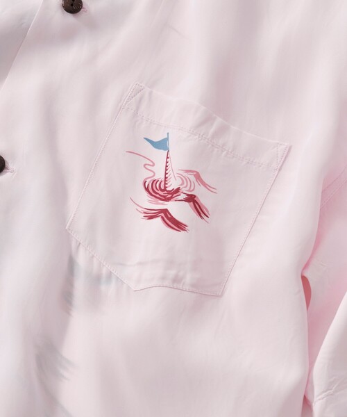 SUN SURF(サンサーフ)の「【SUN SURF/サンサーフ】WATER SKIINGCATALINA(シャツ/ブラウス・メンズ・イエロー/ピンク・L/XL)」の4枚目の写真