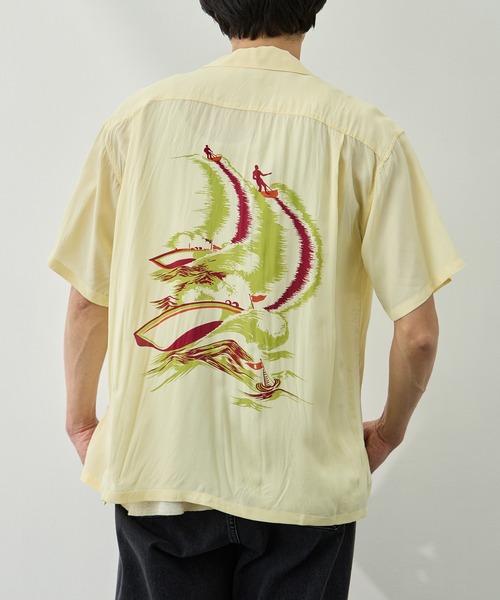 SUN SURF(サンサーフ)の「【SUN SURF/サンサーフ】WATER SKIINGCATALINA(シャツ/ブラウス・メンズ・イエロー/ピンク・L/XL)」の11枚目の写真