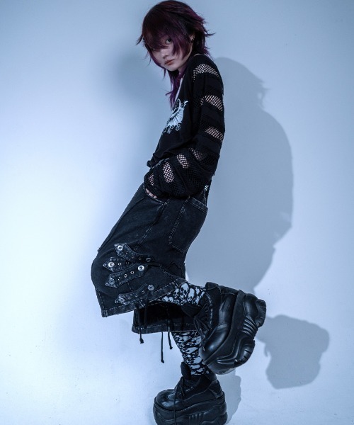 Gamchu(ガムチュ)の「『Gamchu/ガムチュ』骨街までボクはコツコツ歩くよ BORNナポレオンスウェットショーツ(その他パンツ・レディース・ブラック/ブラック×グレー・FREE)」の16枚目の写真