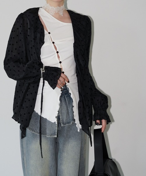 chuclla(チュクラ)の「ドットラッフルブラウス chw26a020(シャツ/ブラウス・レディース・オフホワイト/ブラック・FREE)」の18枚目の写真