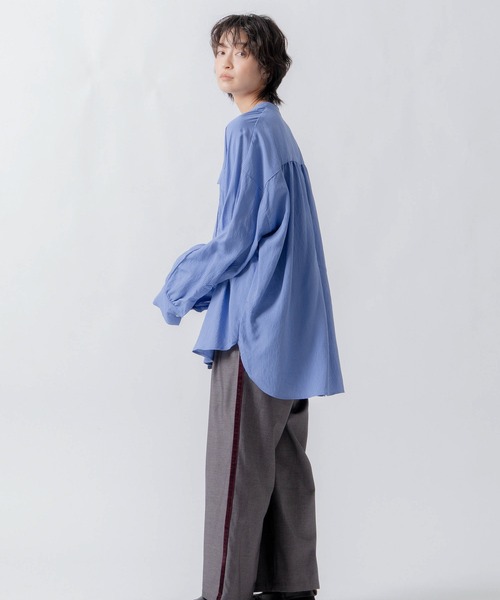 WHYTO.（ホワイト）の「「WHYTO. / ホワイト」curve frill stripe blouse（シャツ/ブラウス・レディース・ブルー/ピンク・36/38）」の5枚目の写真
