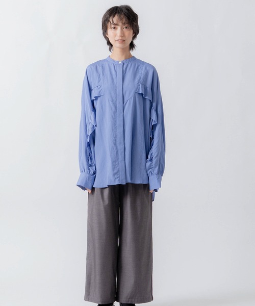WHYTO.（ホワイト）の「「WHYTO. / ホワイト」curve frill stripe blouse（シャツ/ブラウス・レディース・ブルー/ピンク・36/38）」の10枚目の写真